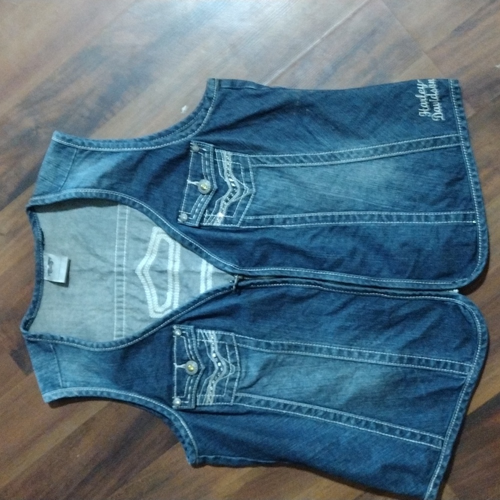 Harley Davidson Blue Jean Riding Vest. Women's Size XXL